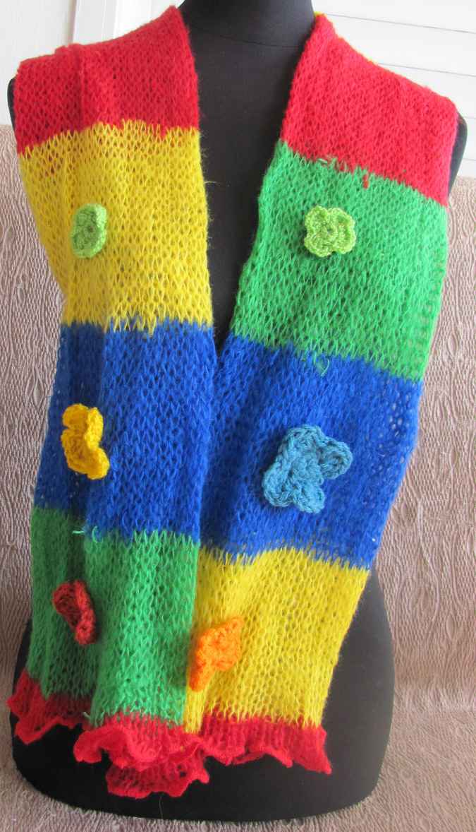 large image of art item: accessory &ndash; scarf yellow green blue red