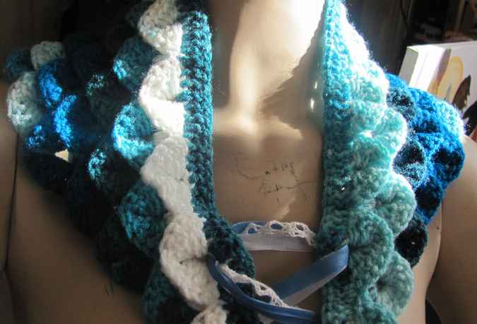 large image of art item: accessory &ndash; capelet crochet blue cyan white