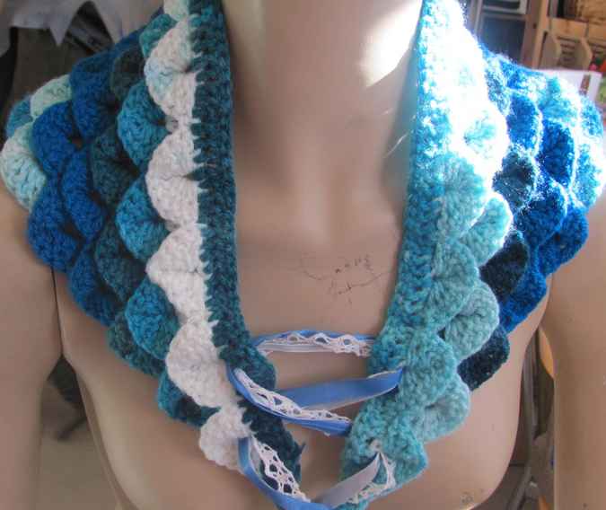 large image of art item: accessory &ndash; capelet crochet blue cyan white