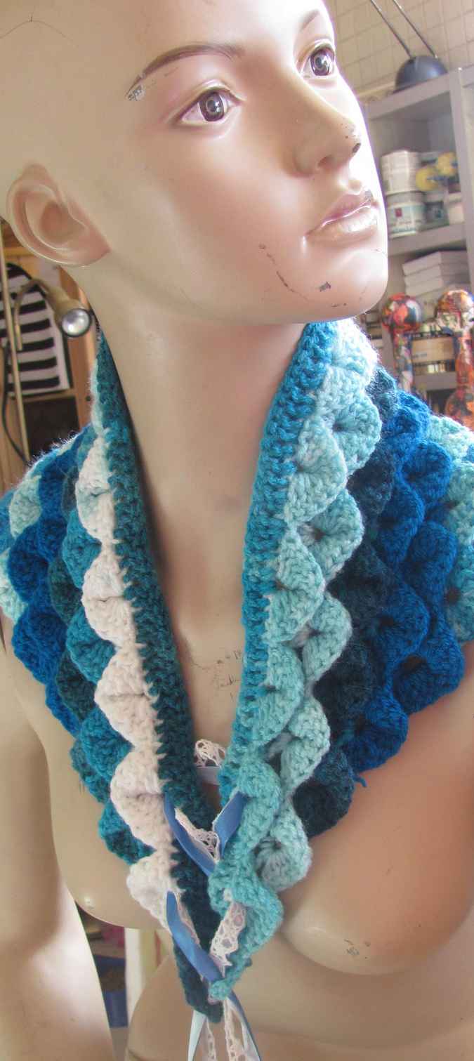 large image of art item: accessory &ndash; capelet crochet blue cyan white