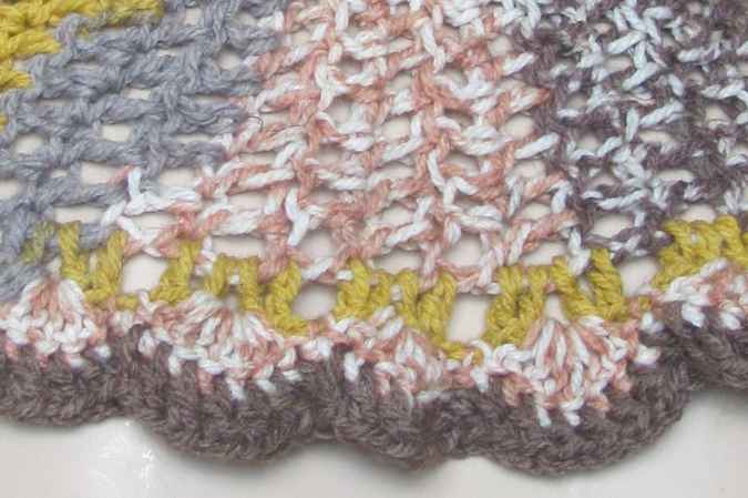 large image of art item: accessory &ndash; capelet crochet brown yellow ochre buttons