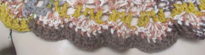 large image of art item: accessory &ndash; capelet crochet brown yellow ochre buttons