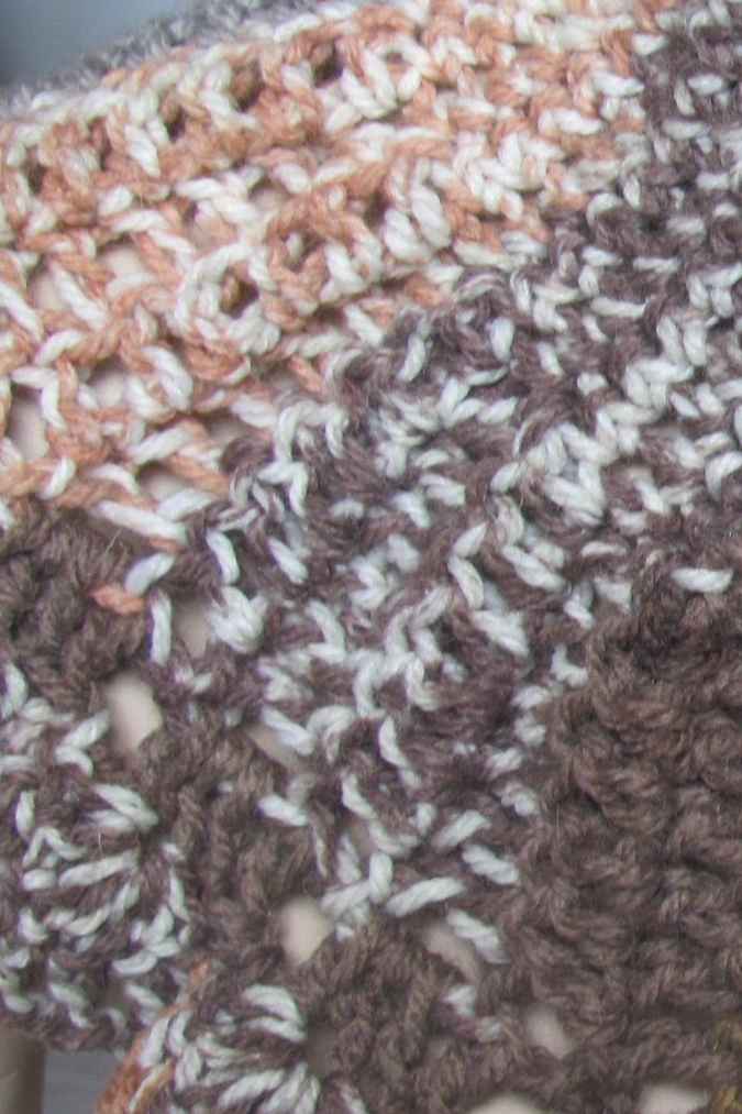 large image of art item: accessory &ndash; capelet crochet brown yellow ochre buttons