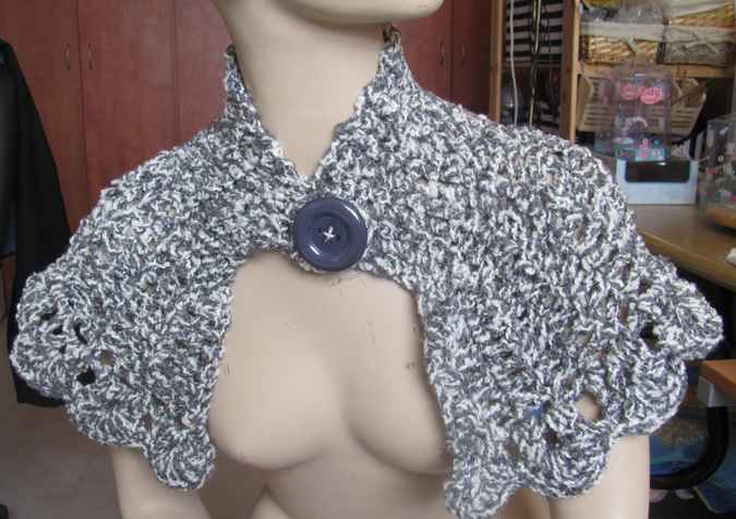 large image of art item: accessory &ndash; capelet gray black white