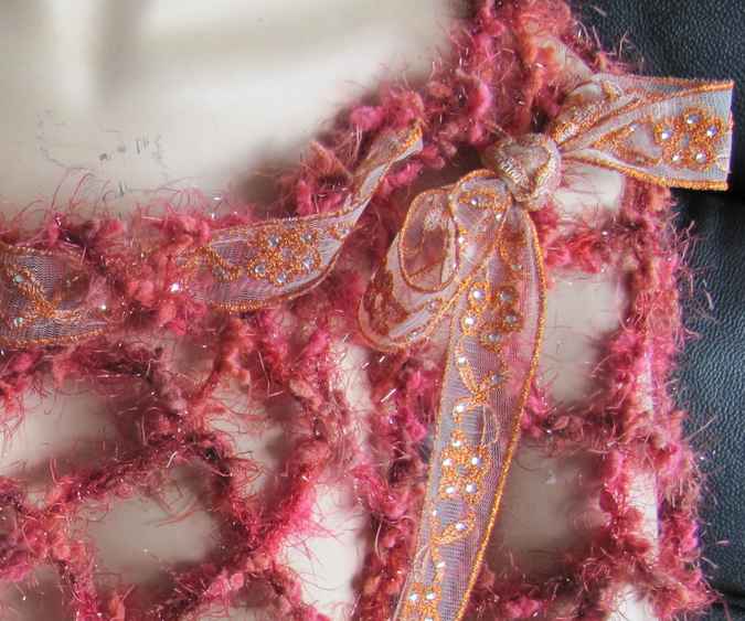 large image of art item: accessory &ndash; capelet net crochet red