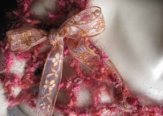 large image of art item: accessory &ndash; capelet net crochet red