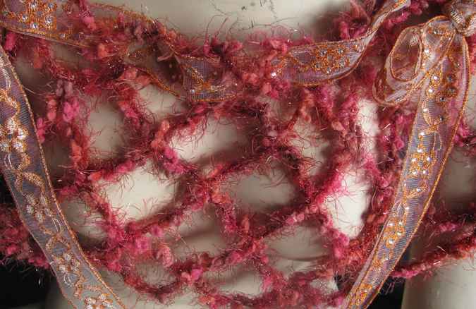 large image of art item: accessory &ndash; capelet net crochet red