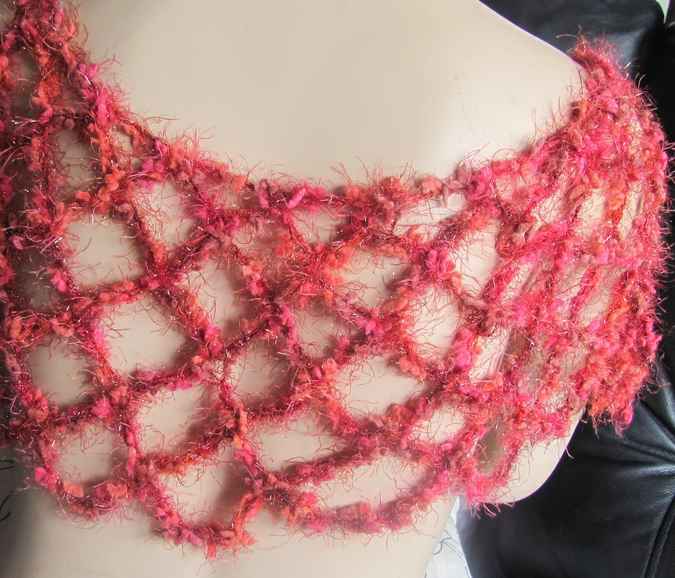 large image of art item: accessory &ndash; capelet net crochet red