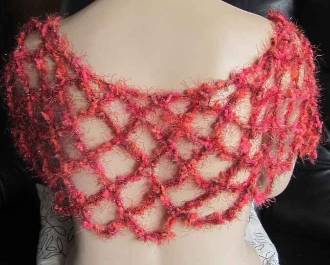 large image of art item: accessory &ndash; capelet net crochet red