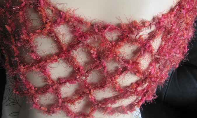 large image of art item: accessory &ndash; capelet net crochet red
