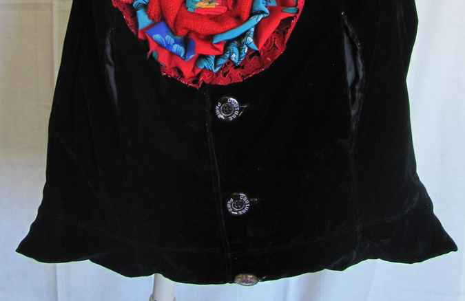 large image of art item: bag &ndash; black buttons flower red cyan