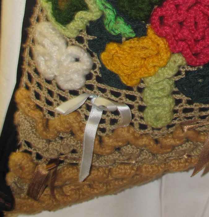 large image of art item: bag &ndash; black crochet flowers and patterns