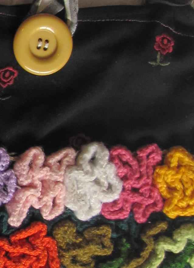 large image of art item: bag &ndash; black crochet flowers and patterns