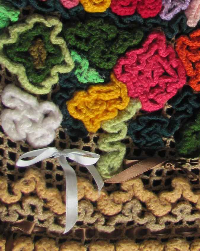 large image of art item: bag &ndash; black crochet flowers and patterns