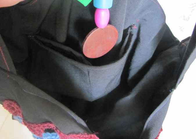 large image of art item: bag &ndash; black crochet green pink blue beads