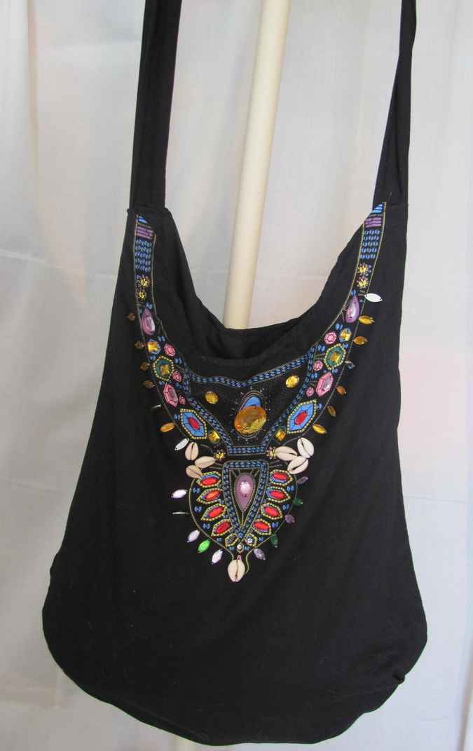 large image of art item: bag &ndash; black crystals colorful