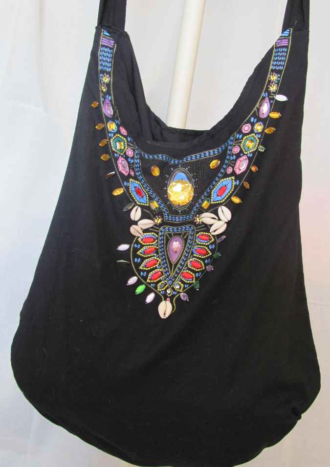 large image of art item: bag &ndash; black crystals colorful