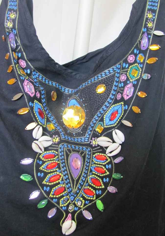 large image of art item: bag &ndash; black crystals colorful