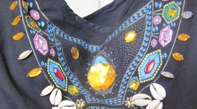 large image of art item: bag &ndash; black crystals colorful