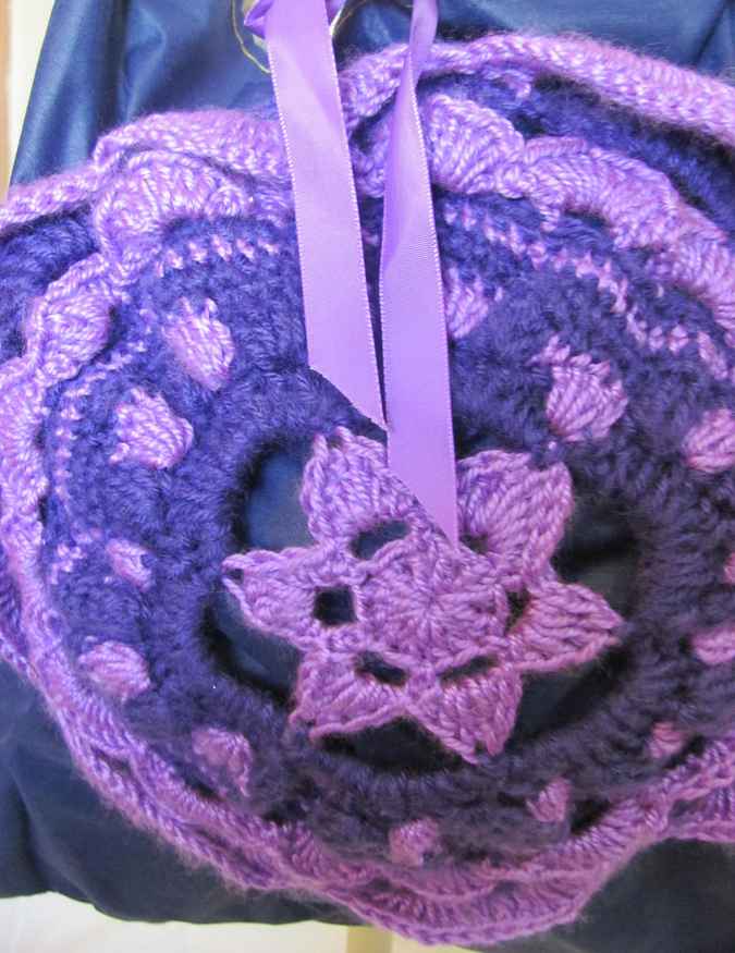 large image of art item: bag &ndash; black flower purple crochet