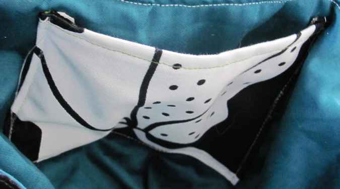 large image of art item: bag &ndash; black motif butterfly and plant colurful quiltwork