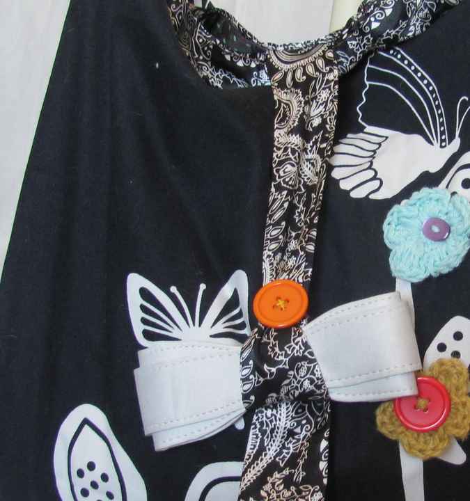 large image of art item: bag &ndash; black motif butterflies flowers crochet