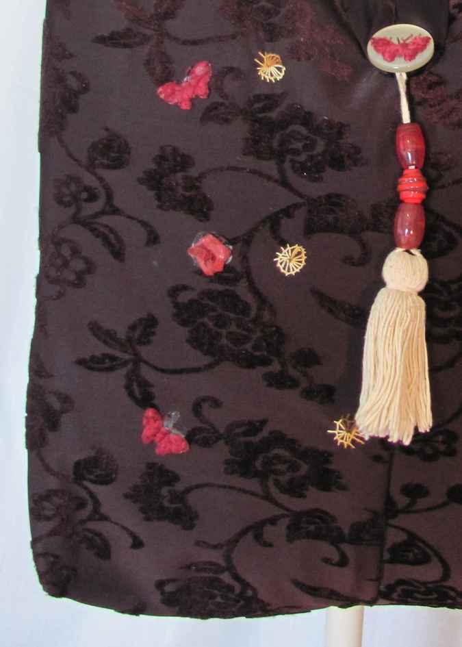 large image of art item: bag &ndash; brown motif flower black butterfly red