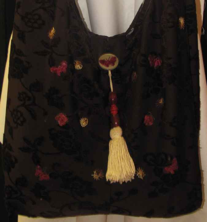 large image of art item: bag &ndash; brown motif flower black butterfly red