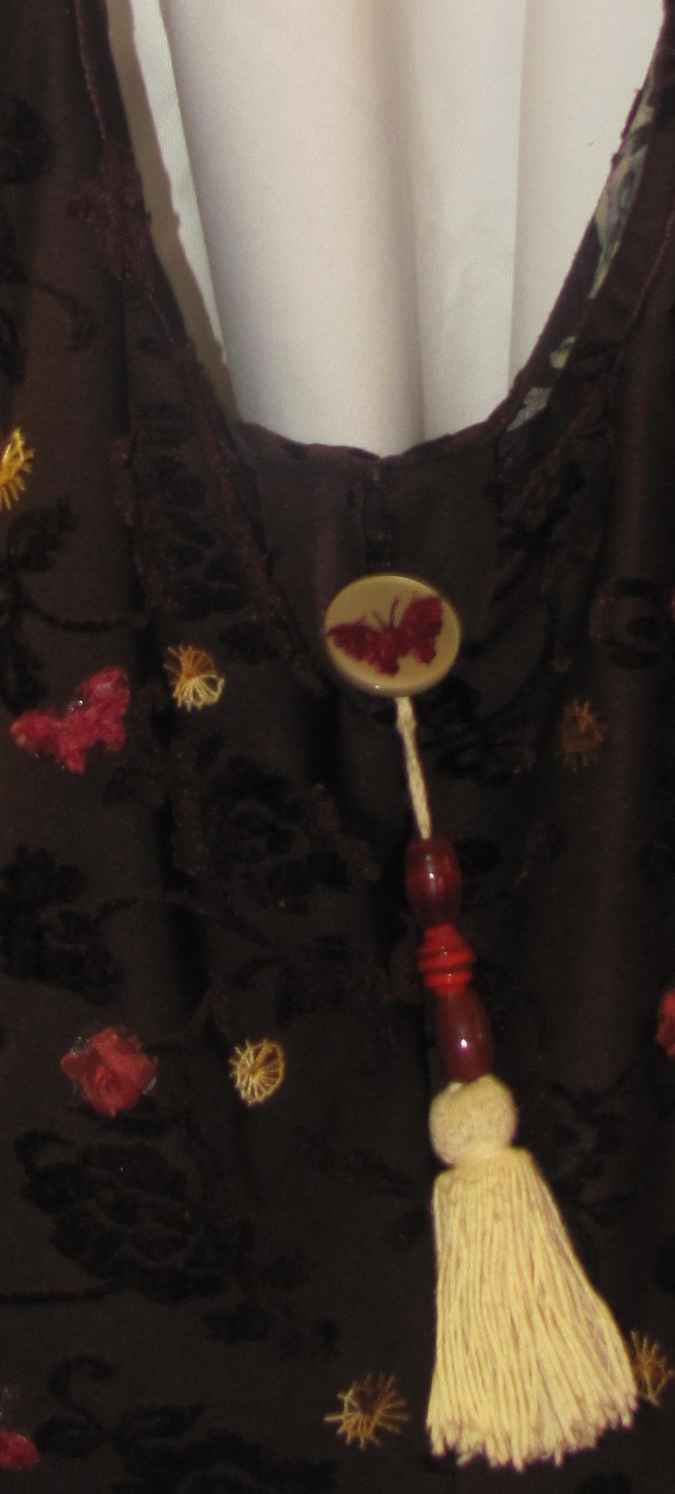 large image of art item: bag &ndash; brown motif flower black butterfly red