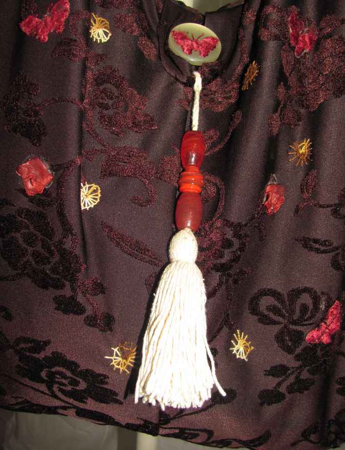 large image of art item: bag &ndash; brown motif flower black butterfly red