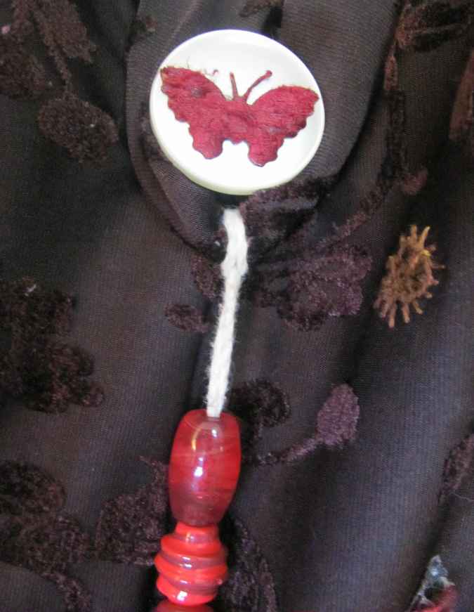 large image of art item: bag &ndash; brown motif flower black butterfly red