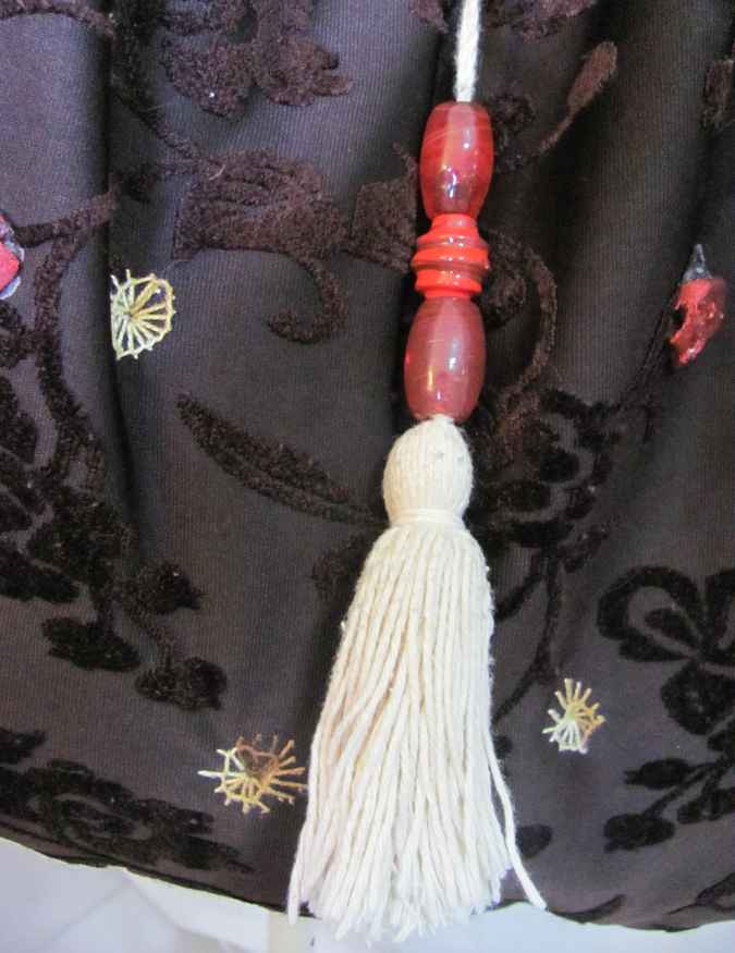 large image of art item: bag &ndash; brown motif flower black butterfly red