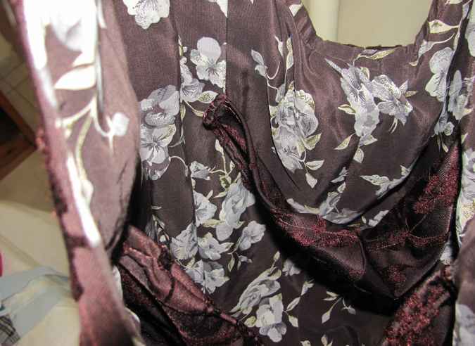 large image of art item: bag &ndash; brown motif flower black butterfly red