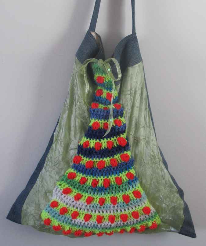 large image of art item: bag &ndash; blue crochet arcs colorful