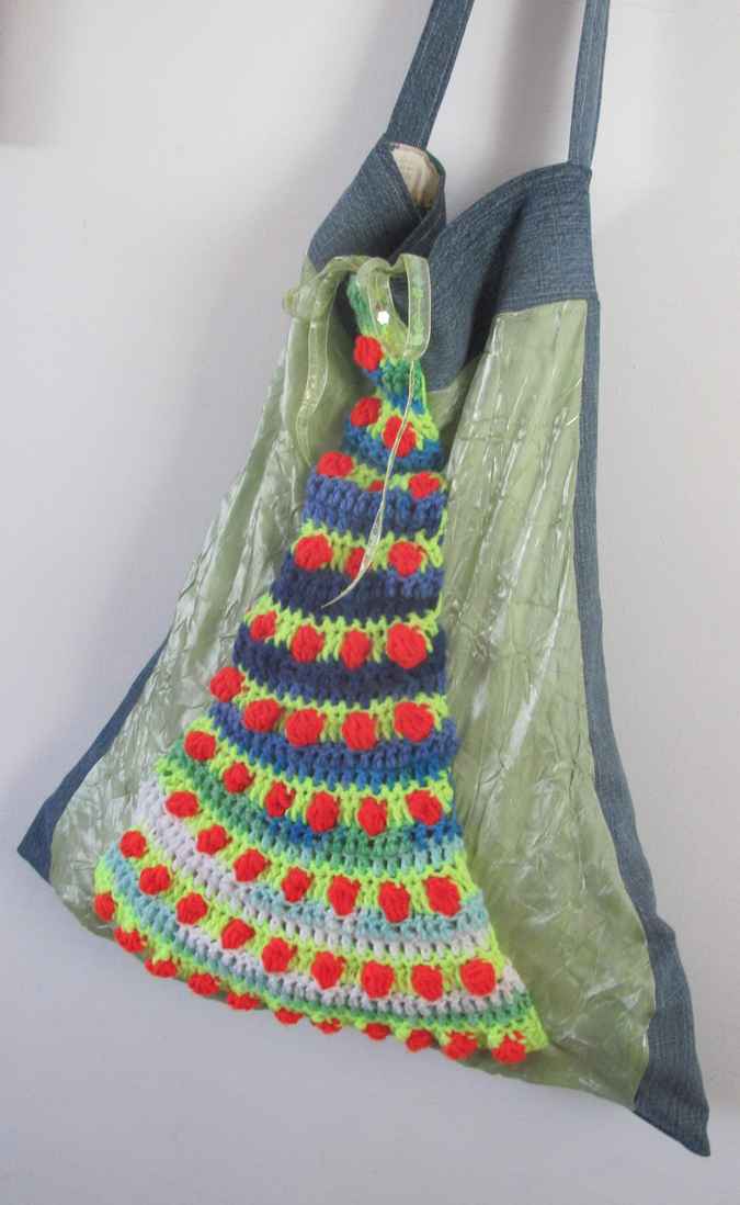 large image of art item: bag &ndash; blue crochet arcs colorful