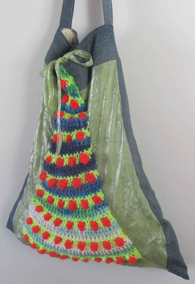 large image of art item: bag &ndash; blue crochet arcs colorful