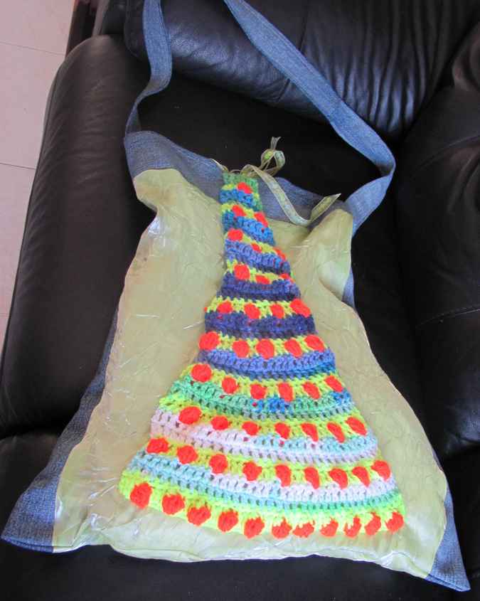 large image of art item: bag &ndash; blue crochet arcs colorful