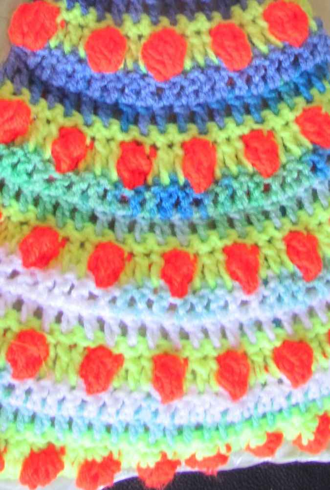 large image of art item: bag &ndash; blue crochet arcs colorful