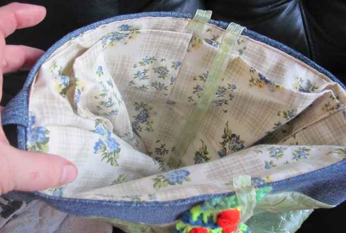 large image of art item: bag &ndash; blue crochet arcs colorful