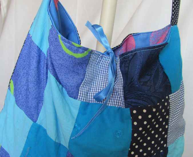 large image of art item: bag &ndash; blue cyan quiltwork squares