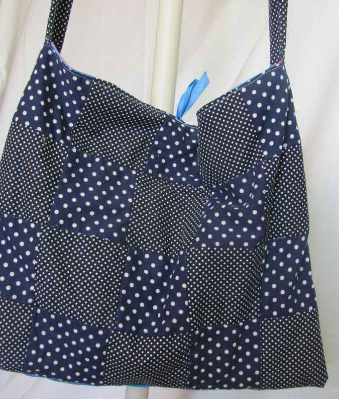 large image of art item: bag &ndash; blue cyan quiltwork squares