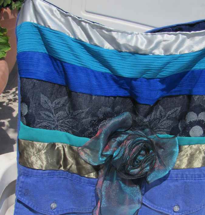 large image of art item: bag &ndash; blue quilt stripes flower crochet