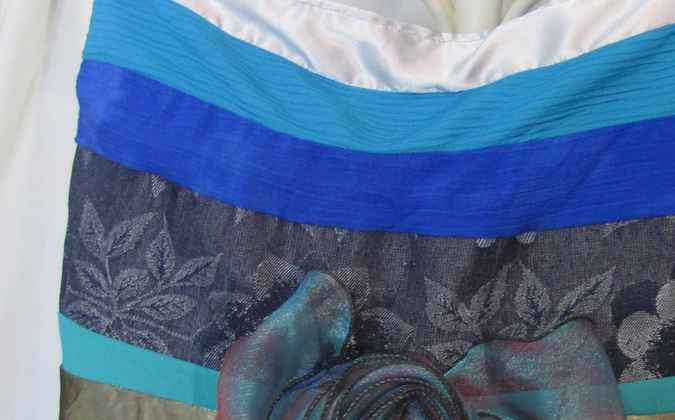 large image of art item: bag &ndash; blue quilt stripes flower crochet