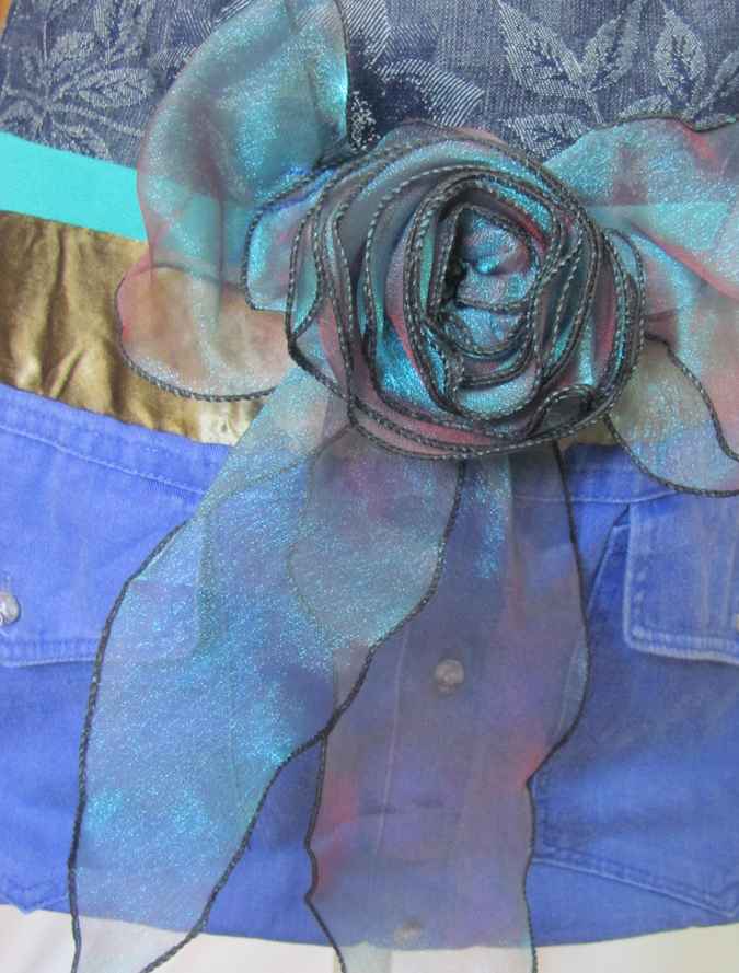 large image of art item: bag &ndash; blue quilt stripes flower crochet