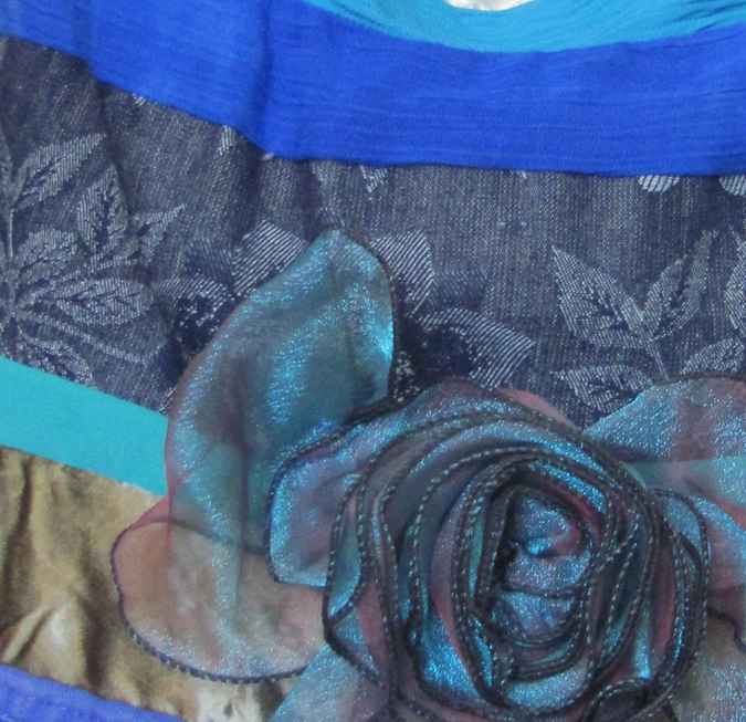 large image of art item: bag &ndash; blue quilt stripes flower crochet