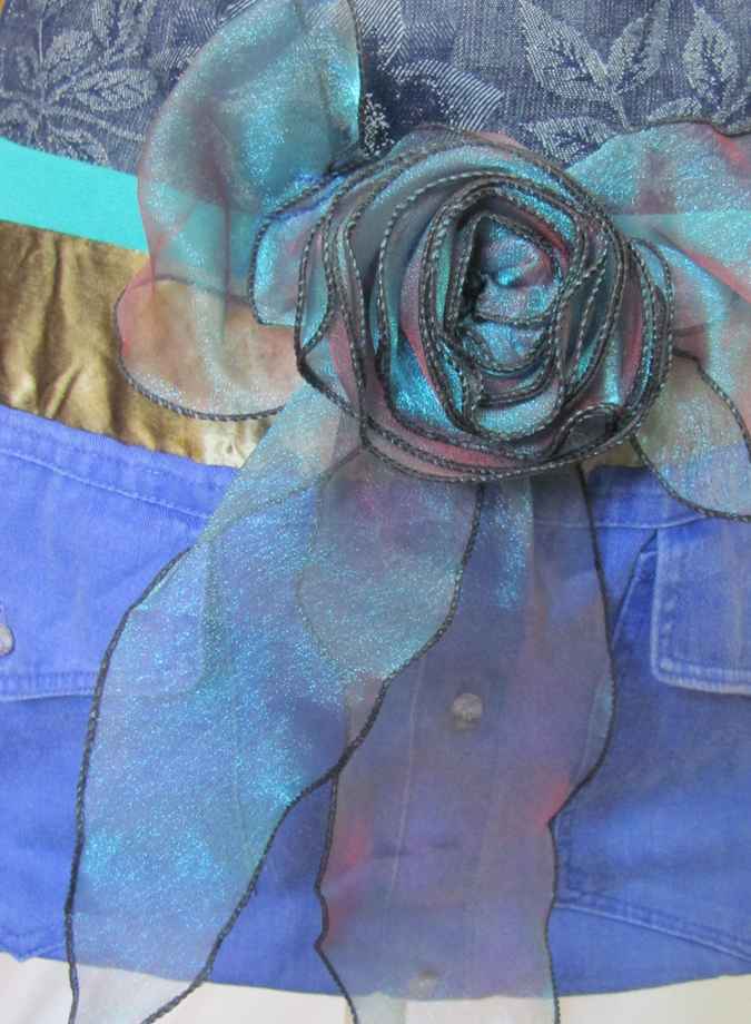 large image of art item: bag &ndash; blue quilt stripes flower crochet