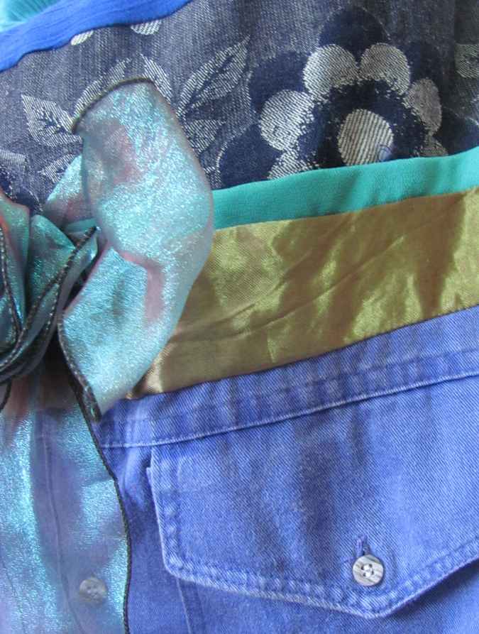 large image of art item: bag &ndash; blue quilt stripes flower crochet