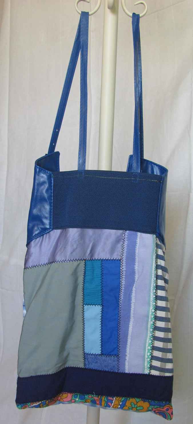 large image of art item: bag &ndash; blue quiltwork leathery top blue with buckles