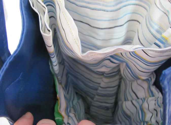 large image of art item: bag &ndash; blue quiltwork leathery top blue with buckles