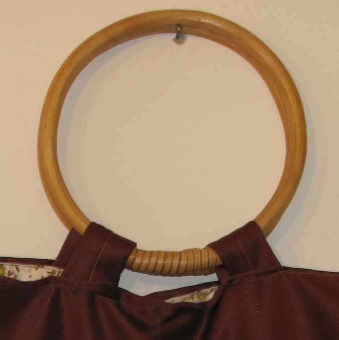 large image of art item: bag &ndash; brown crochet flower orange black green button orange